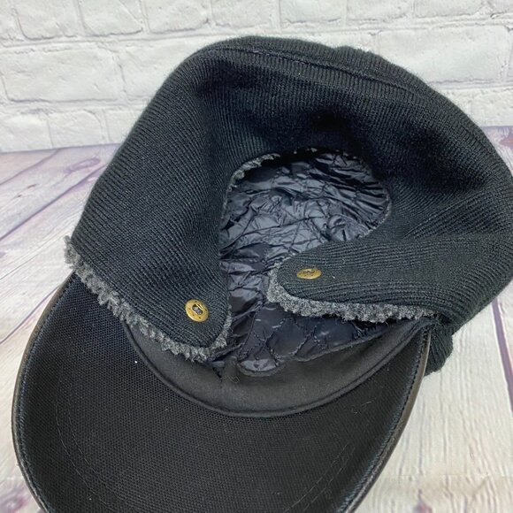 Harley Davidson Motorcycles Hat Cap Black with Earflaps Fit Small Size Heads - Picture 11 of 12